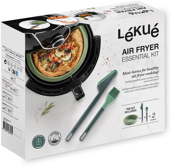 LEKUE 887185 Airfryer Set, met bakvorm, keukentang en bakborstel - Green LEKUE 887185 Airfryer Set, met bakvorm, keukentang en bakborstel - Green