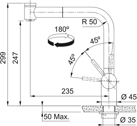 FRANKE 301873 ATLAS NEO ééngreepsmengkraan - keuken FRANKE 301873 ATLAS NEO ééngreepsmengkraan - keuken