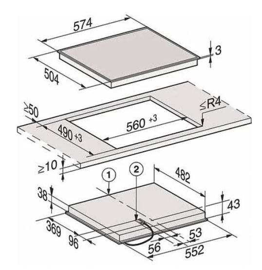 MIELE KM6520FR vitrokeramische kookplaat - 57cm MIELE KM6520FR vitrokeramische kookplaat - 57cm