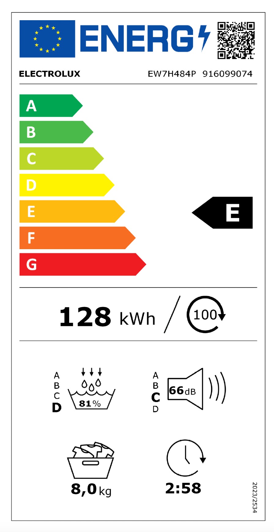 ELECTROLUX EW7H484P 700 droogkast - warmtepomp