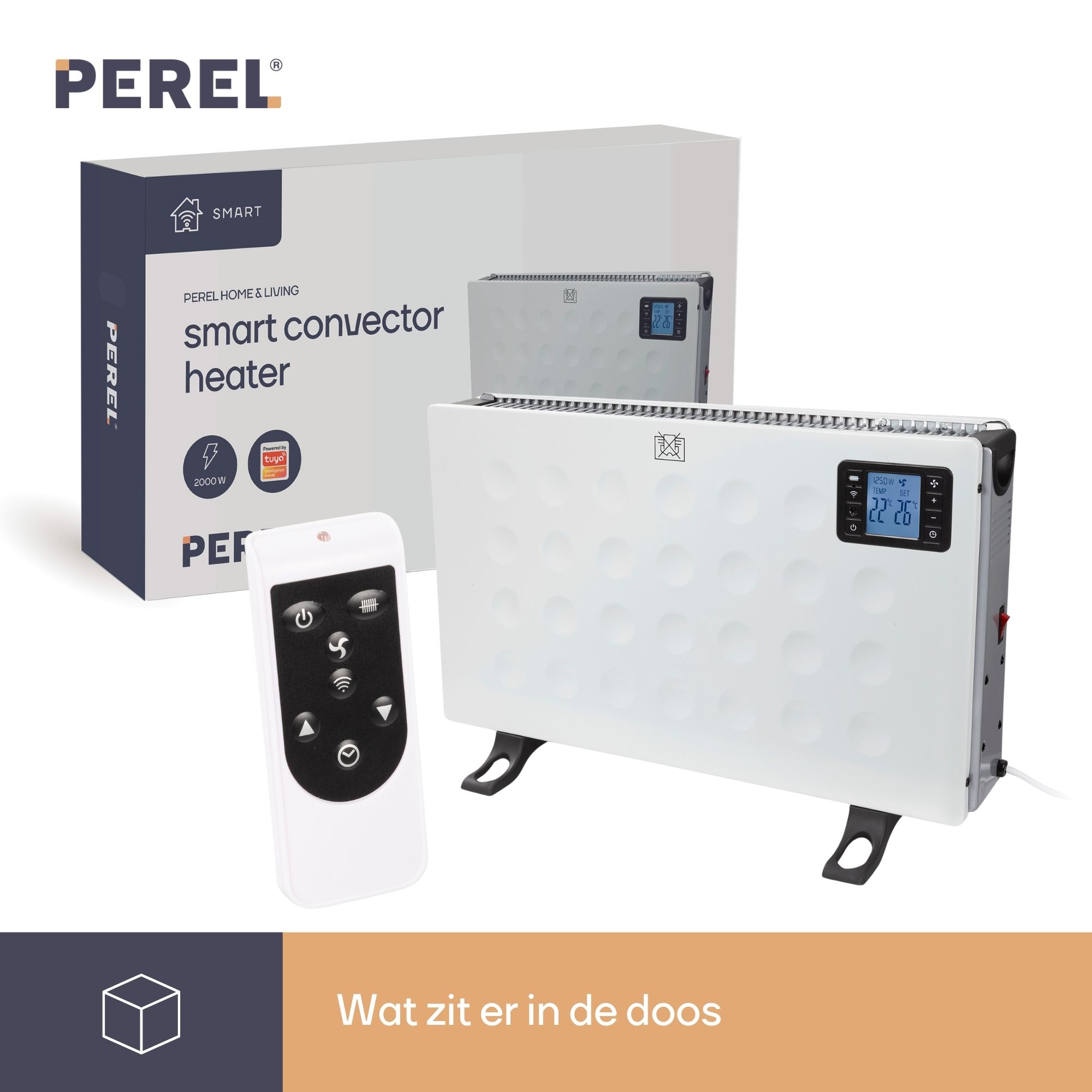 PEREL SMART1310 Smart Convectorkachel, voor binnen, drie warmtestanden, 2000 W
 PEREL SMART1310 Smart Convectorkachel, voor binnen, drie warmtestanden, 2000 W