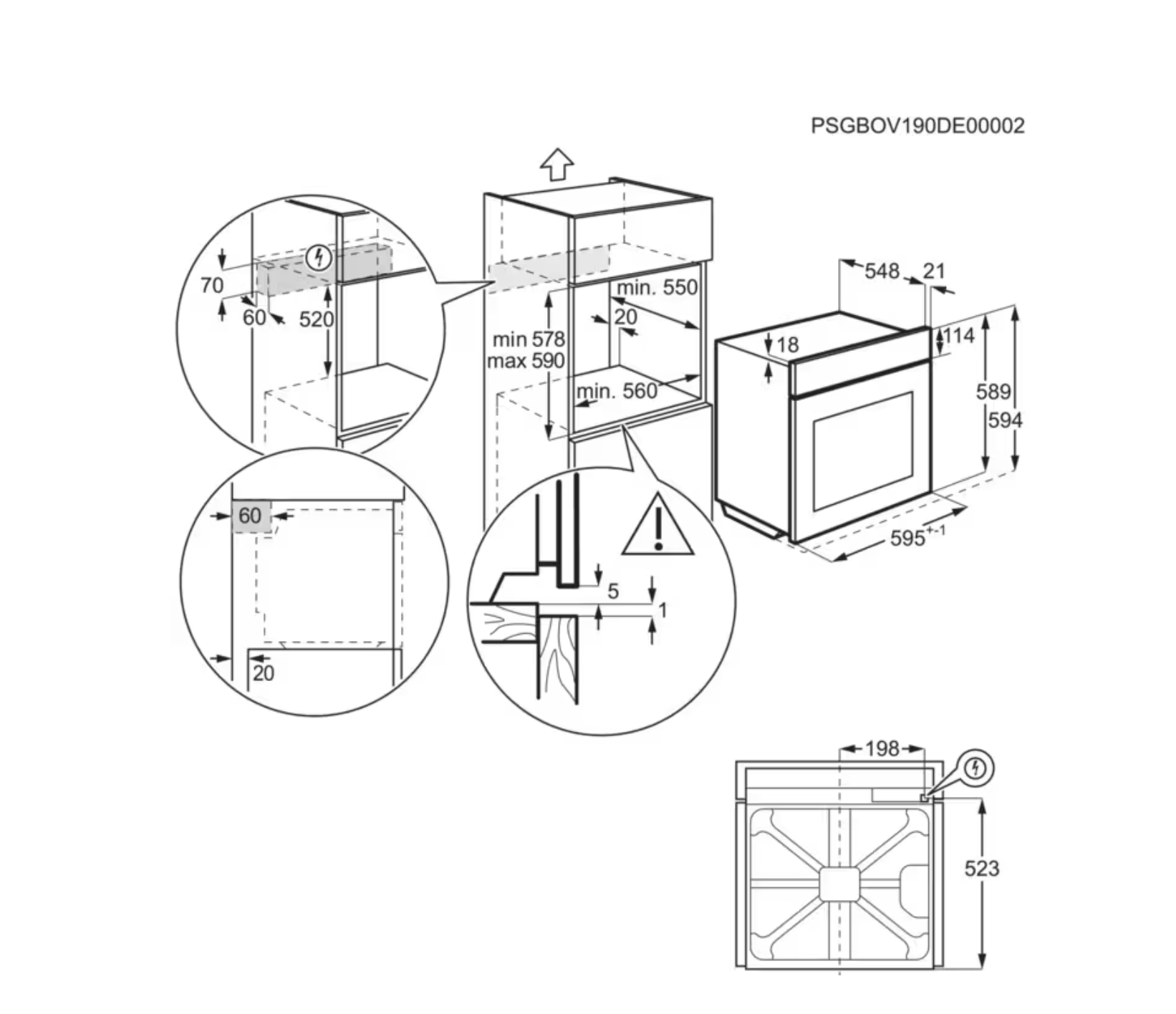 AEG TU5PB40PB 5000 multifunctionele oven - 60cm