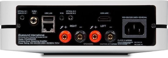 BLUESOUND 511526 Powernode N330 - Draadloze Muziek Streaming Versterker met HDMI - Wit 