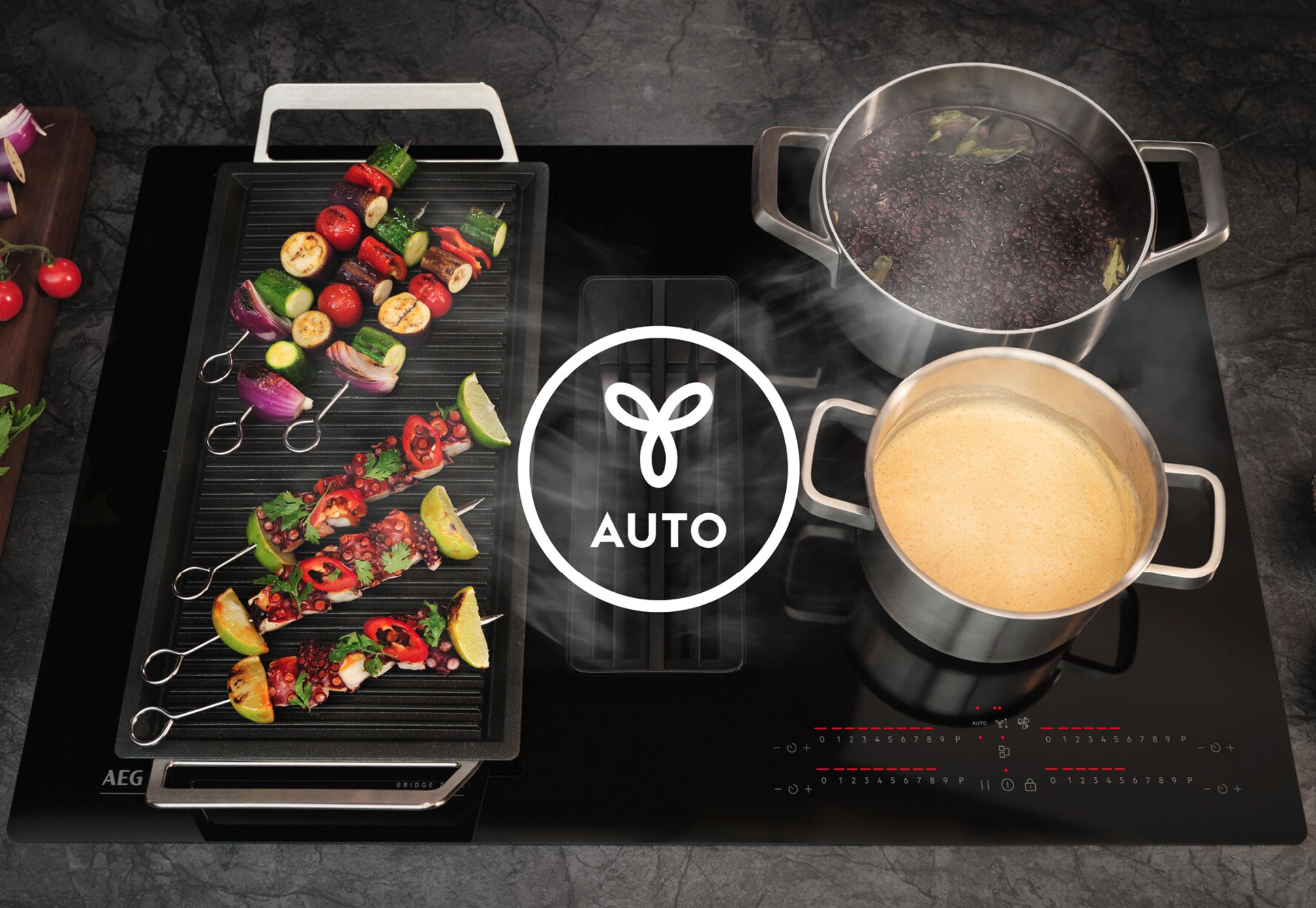 AEG TH84CB03CB 6000 kookplaat met afzuiging - 80cm AEG TH84CB03CB 6000 kookplaat met afzuiging - 80cm