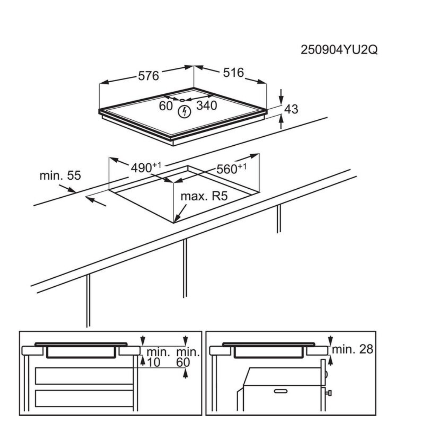 AEG TN64RA00XB 3000 vitrokeramische kookplaat - 60cm