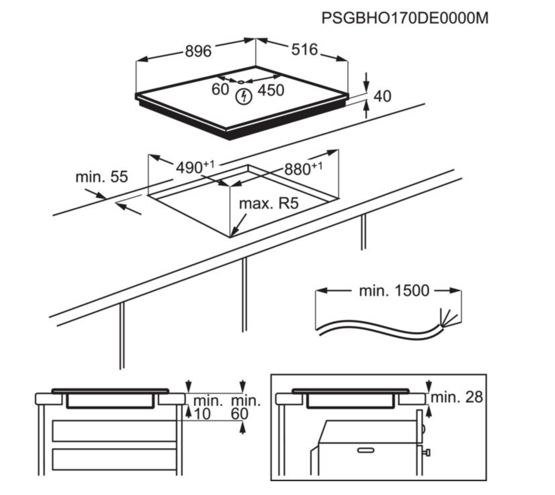 ELECTROLUX LRR6430CK 300 vitrokeramische kookplaat - 90cm