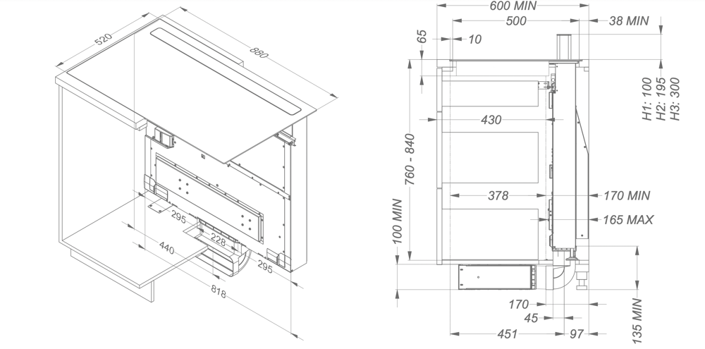 NOVY 1821 kookplaat met afzuiging - 88cm NOVY 1821 kookplaat met afzuiging - 88cm