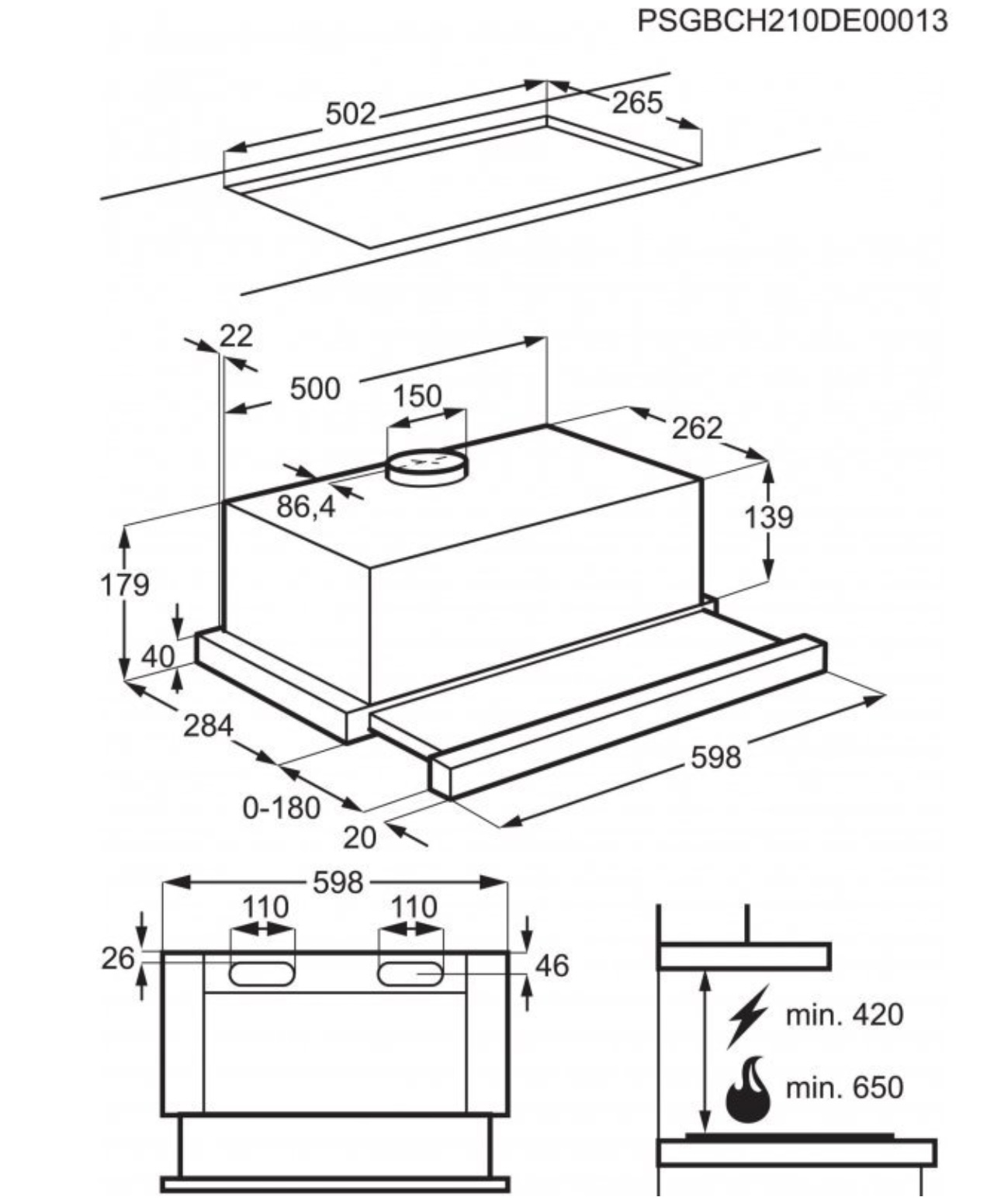 ELECTROLUX LFP326W 300 telescopische dampkap - 60cm ELECTROLUX LFP326W 300 telescopische dampkap - 60cm