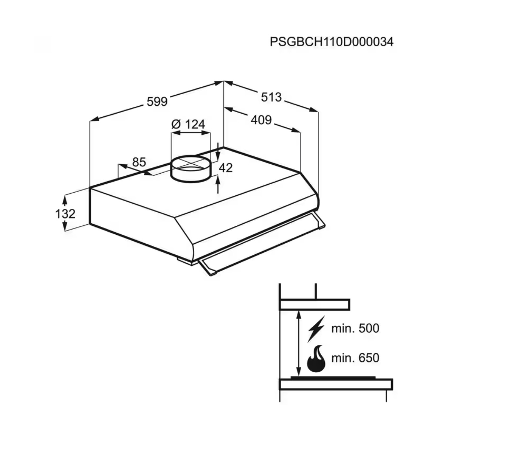ELECTROLUX LFU226X 300 onderbouw dampkap - 60cm ELECTROLUX LFU226X 300 onderbouw dampkap - 60cm