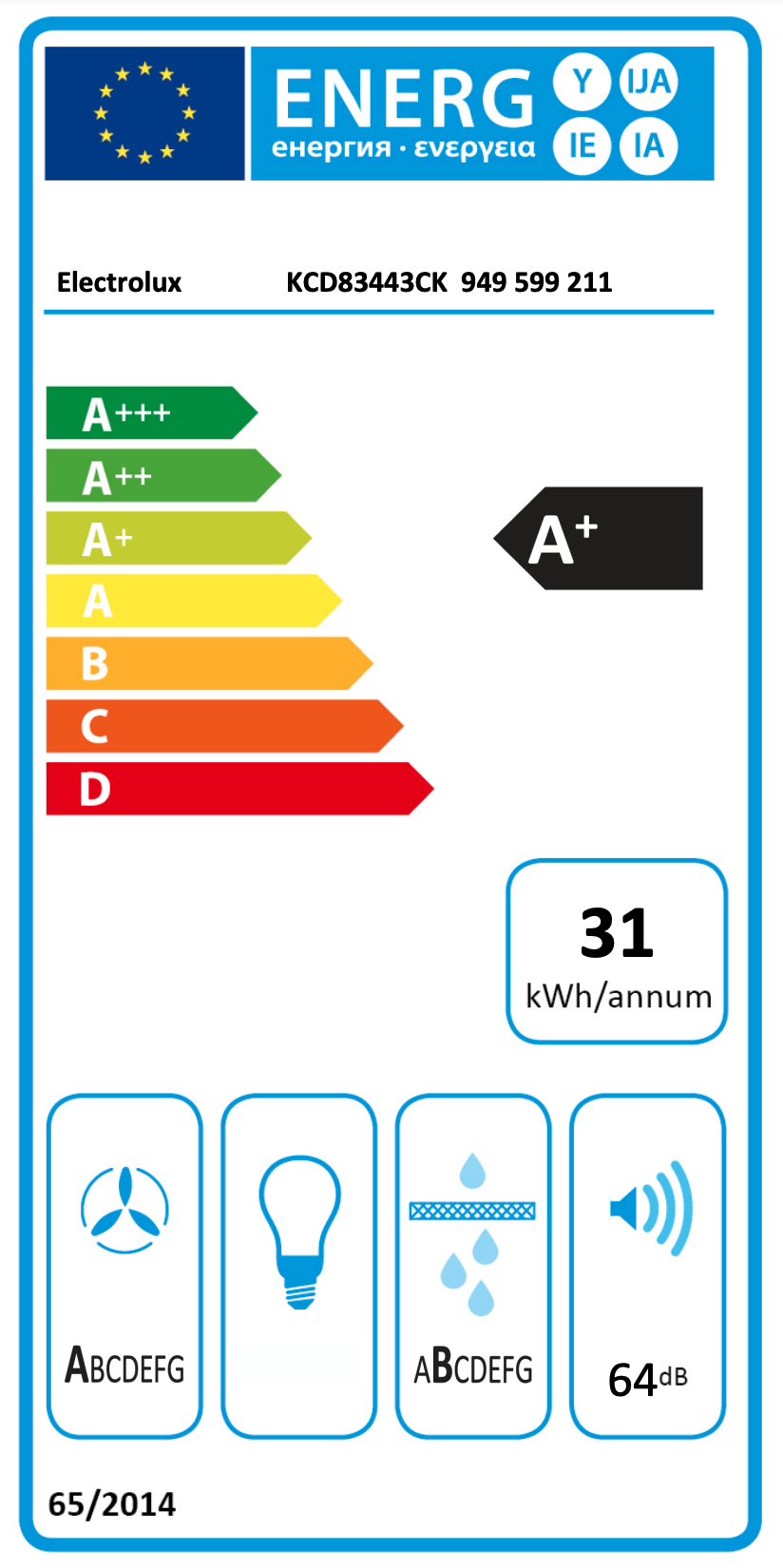 ELECTROLUX KCD83443CK 600 kookplaat met afzuiging - 80cm