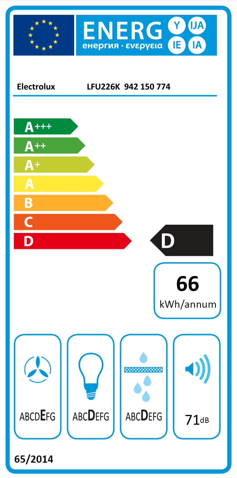 ELECTROLUX LFU226K 300 onderbouw dampkap - 60cm ELECTROLUX LFU226K 300 onderbouw dampkap - 60cm