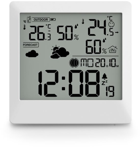HAMA 00222238 Weerstation "Palawan", buitensensor, radioges., wekker, thermo/hygro, wit