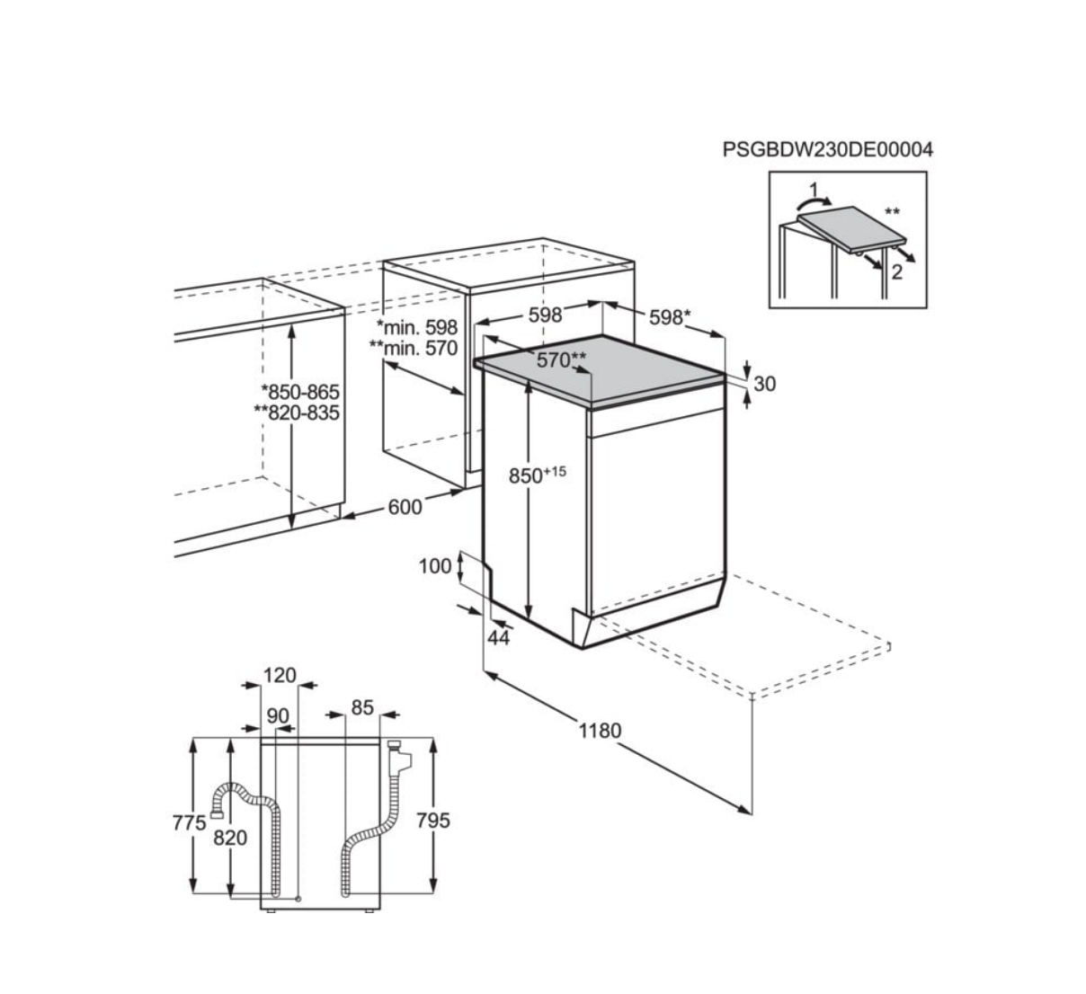 AEG FFB75707PM 7000 vaatwasser met bedieningspaneel AEG FFB75707PM 7000 vaatwasser met bedieningspaneel