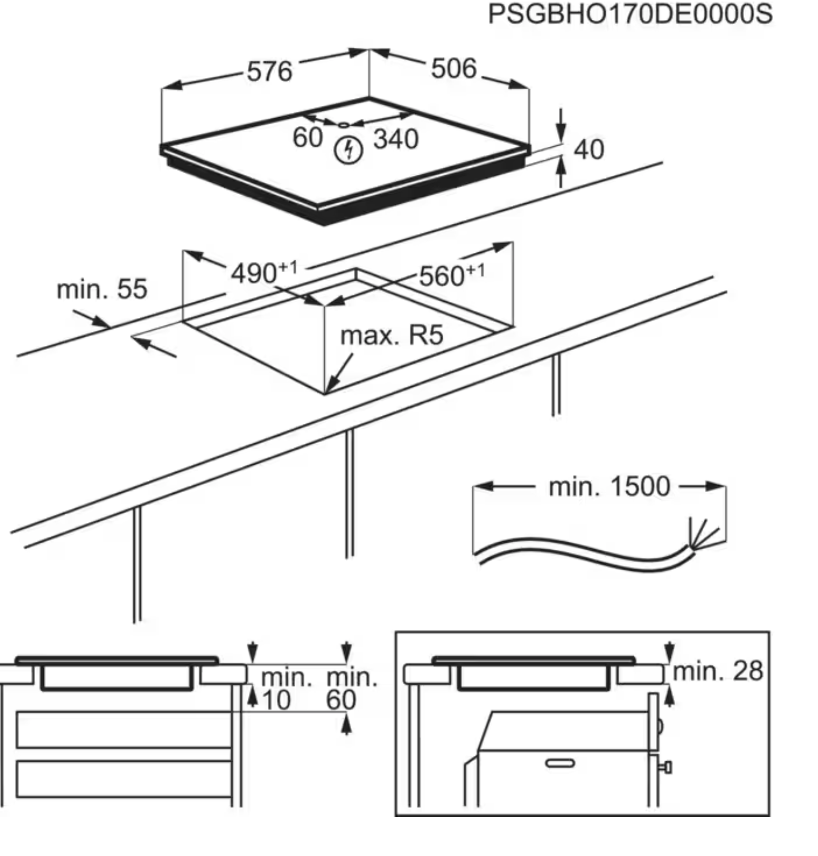 ELECTROLUX LRR6436M 300 vitrokeramische kookplaat - 60cm ELECTROLUX LRR6436M 300 vitrokeramische kookplaat - 60cm