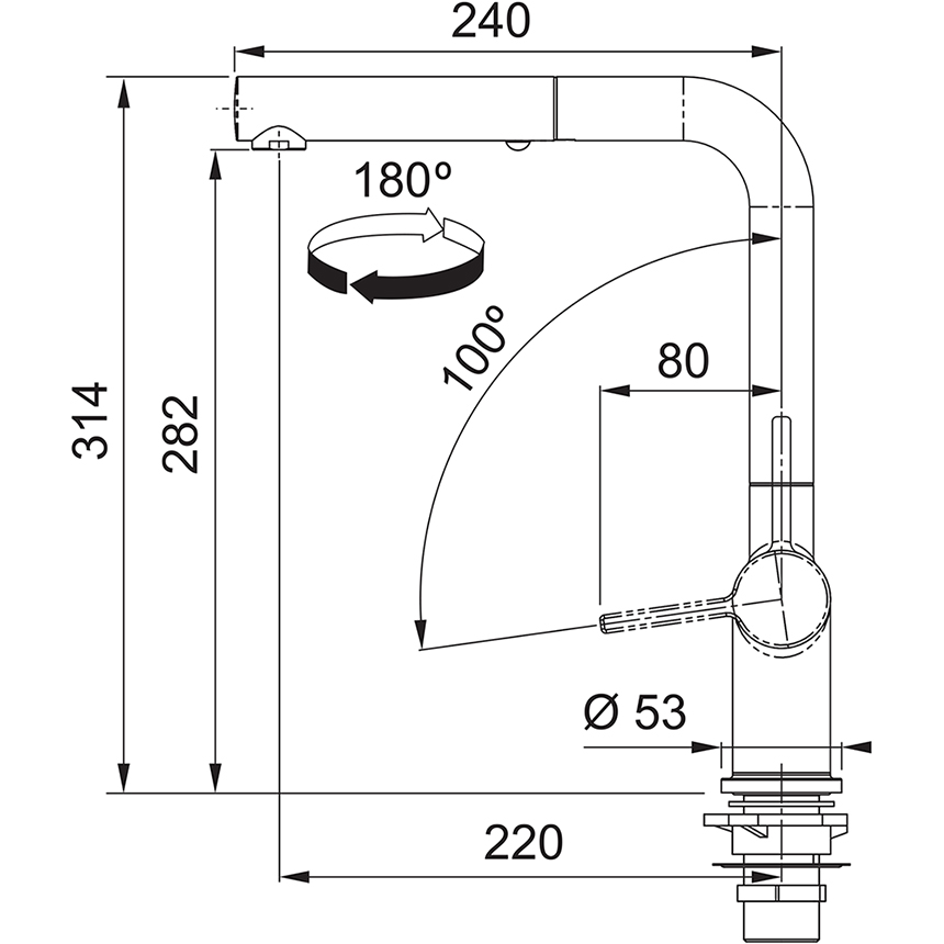 FRANKE 301025 ACTIVE ééngreepsmengkraan - keuken FRANKE 301025 ACTIVE ééngreepsmengkraan - keuken