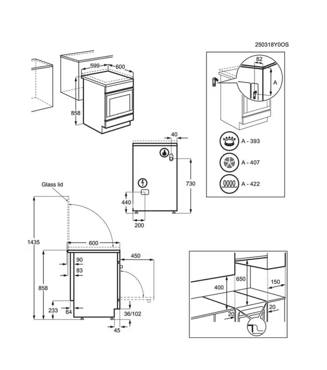 ELECTROLUX LKK640221X fornuis met gaskookplaat ELECTROLUX LKK640221X fornuis met gaskookplaat